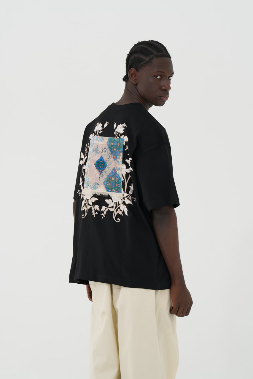 Saw Club Halı Nakış Oversize T-Shirt (Siyah) — arka