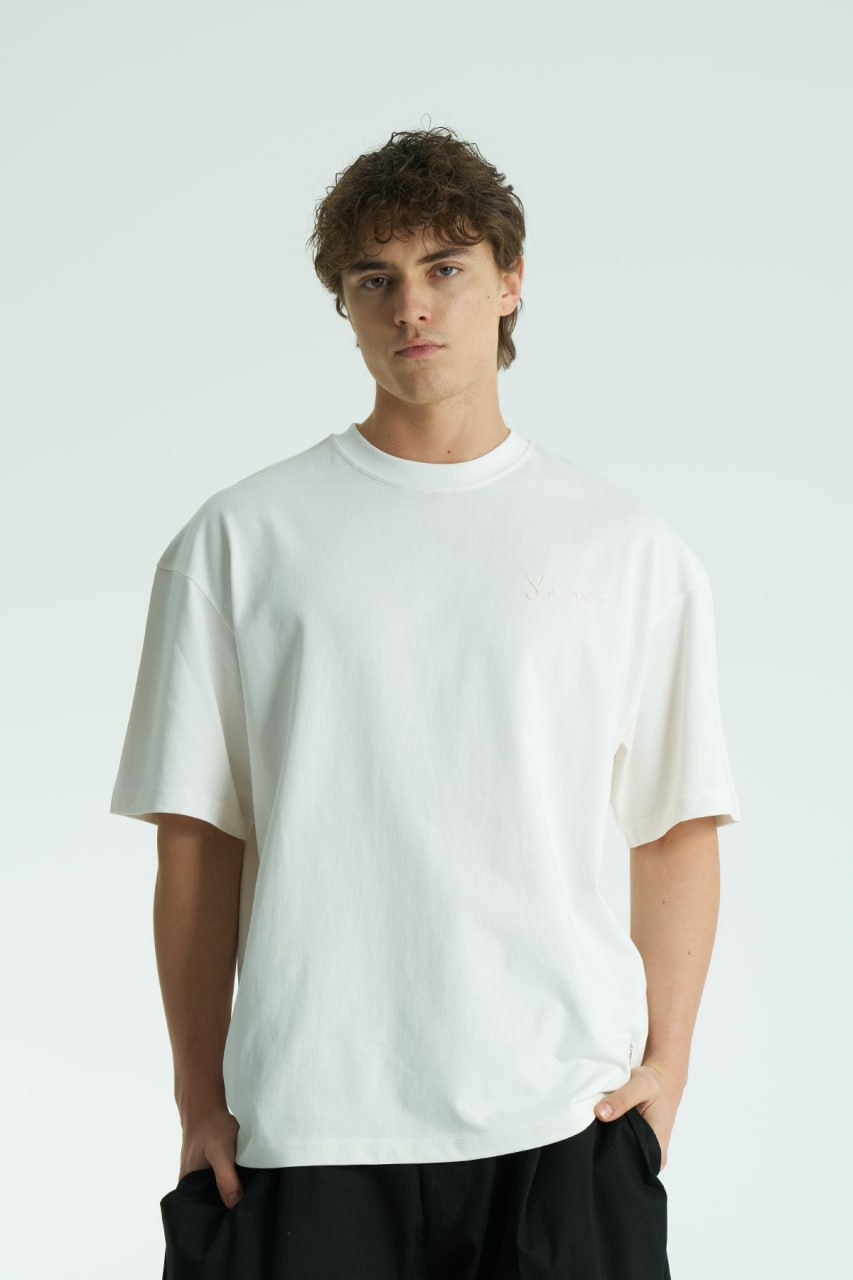 Elif Kaligrafi Nakış Oversize T-Shirt (Beyaz)