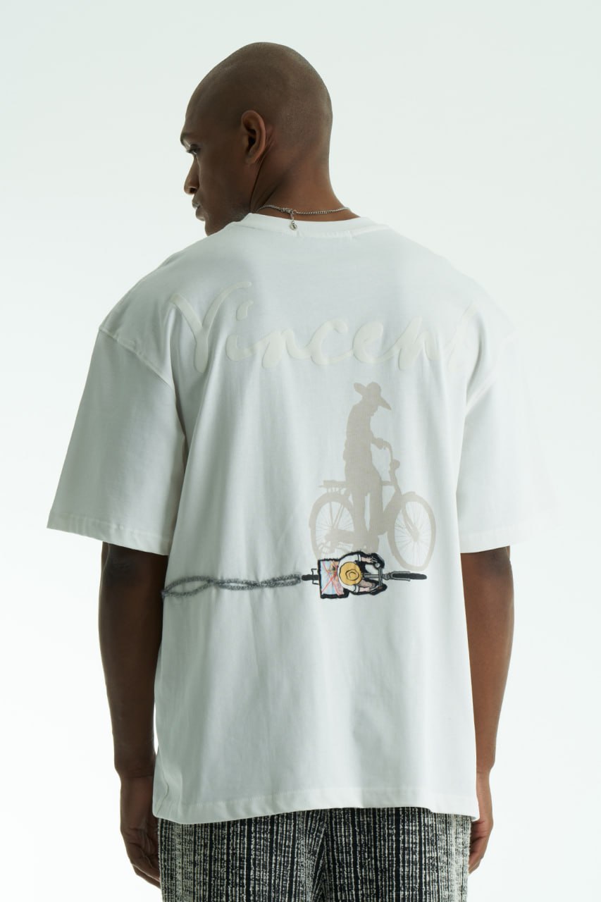 Vincent Oversize T-Shirt (Beyaz) — arka